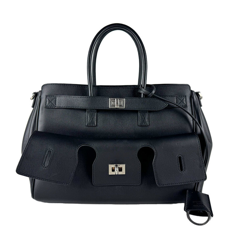 Balenciaga BALENCIAGA Handbag Shoulder Bag Bel Air Carryall Medium Leather Bl...